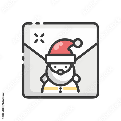 Santa Claus envelope icon on gray background