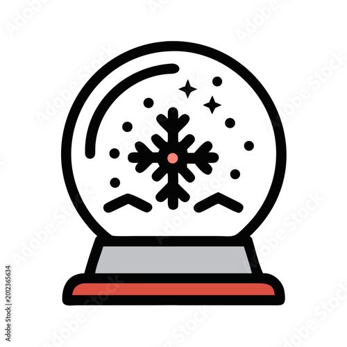 Snow globe icon with snowflake on gray background