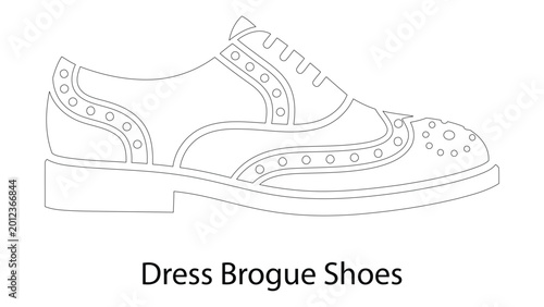 Tableau sur toile Dress brogue shoes icon, outline style, isolated on white background