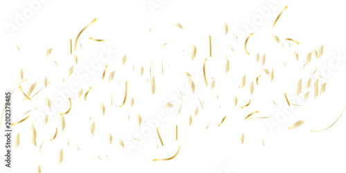 Vászonkép Golden confetti and shimmering streamers cascading gracefully against a clean wh