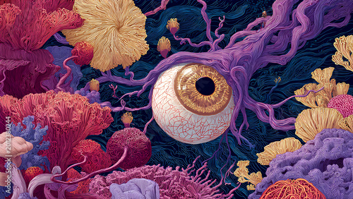 Surreal Coral Eye in Vivid Organic Cosmos