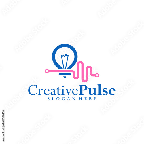 Free Download Bulb with pulse logo vector template, Creative pulse bulb logo design concepts - GFXLoad