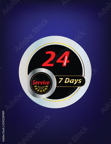 Premium 24 Hour Service Badge Logo Design.