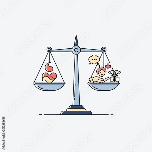 Balance Scale Illustrating Healthcare and Life Choices.