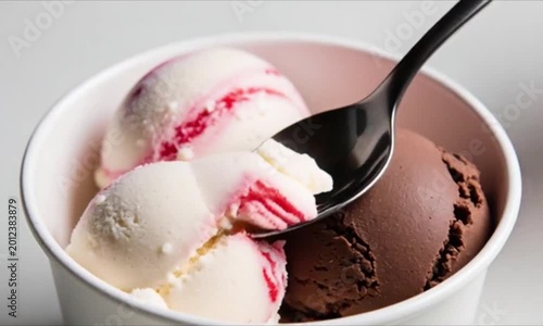 Close-Up 4K Shot of Vanilla, Strawberry, and Choco