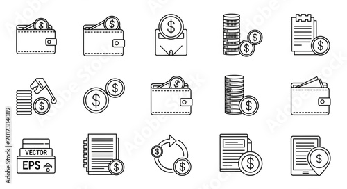 Schilderij op canvas Business finance icons and symbols.