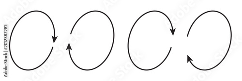 Oval circle rotate arrow icon. Ellipse orbit line arrow symbol. Oval circumference sign. Vector illustration isolated on white background.
