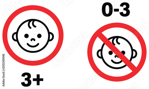 Foto Age restriction sign no children under three years warning symbol for content sa