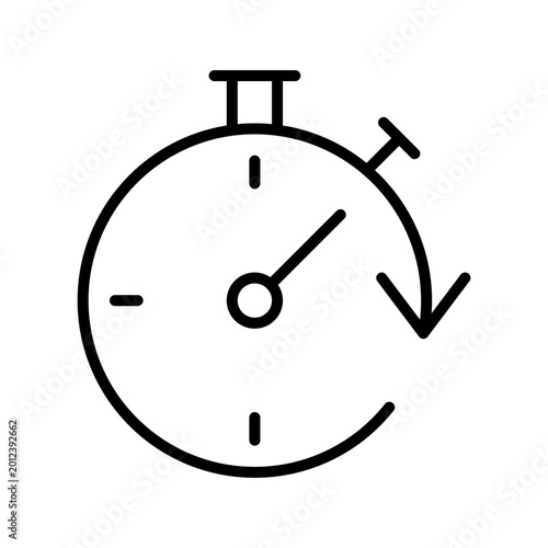 Quadro em tela Stopwatch icon with a circular arrow indicating reset or repeat time, vector ill
