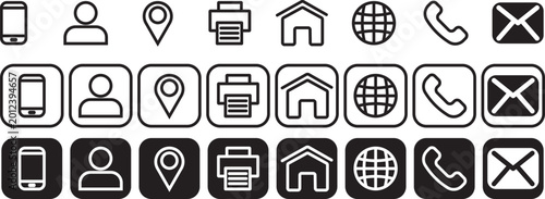 Fotografie Printcontact, communication, electronic mail, address, call, icon, card, visitin