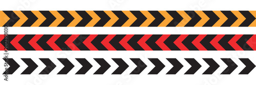 Hazard Warning Tape Set, Yellow Black and Red Safety Stripes, Caution Barricade Seamless Vector Illustration,
 Construction Safety Ribbon Background