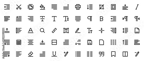 Fotografi Text editor icon set
