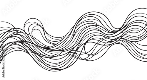 Bild auf Leinwand Abstract monochrome flowing ribbon lines, smooth wave pattern, elegant minimalis