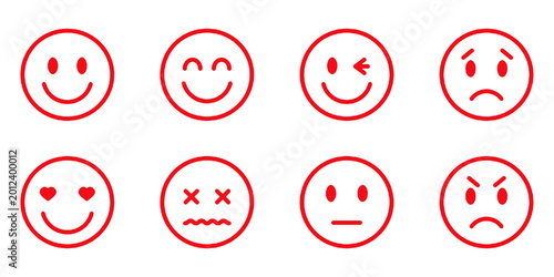 Photos Red illustration icon of a smiley face.