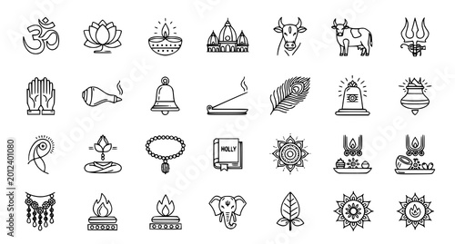 Photos Collection of hindu culture and religious icons and symbols with religion