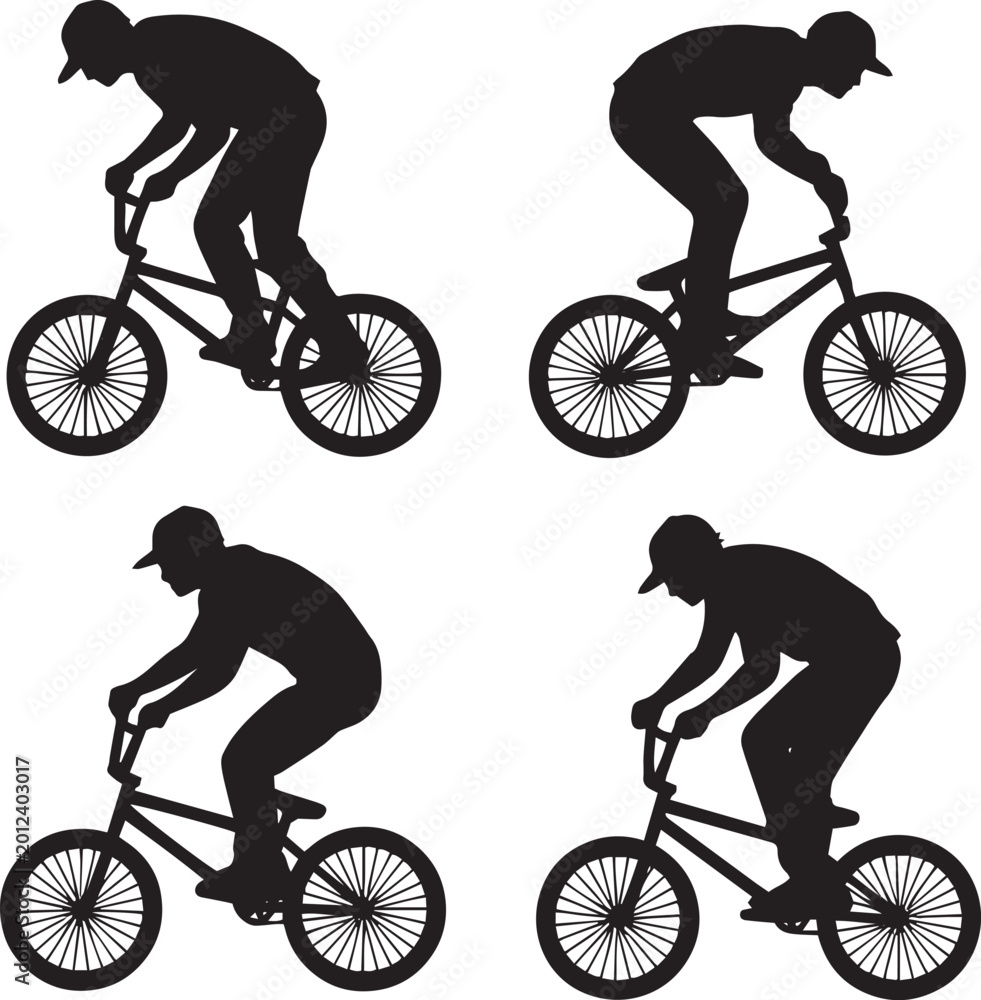 Fototapeta premium Bicycle Rider Black Silhouette Pack