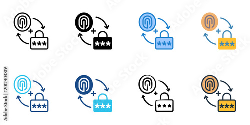 Fotografia Multi factor authentication icons set multiple style collection