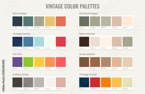 Vintage Color Palettes for 70s Film, Antique, and Mid-Century Design
