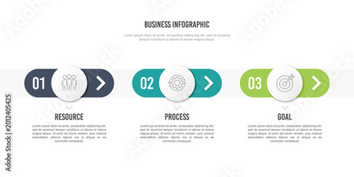 Photos 3 steps business infographic template for workflow presentation and strategic planning