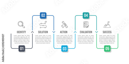5 steps business infographic template for strategic success roadmap. Presentation, Plan and Strategy. Vector illustration. 