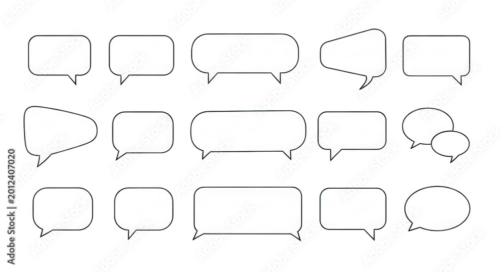 Fototapeta premium Set of speech bubbles, chat boxes, and dialogue balloons isolated on transparent background
