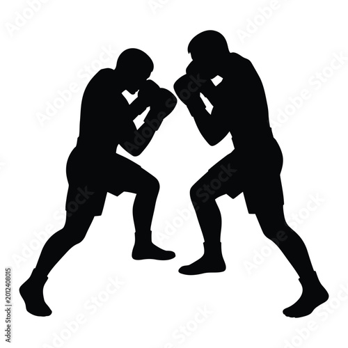 Boxing fighter in training stance Vector, Silhouette, Illustration