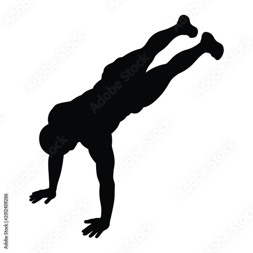 Calisthenics athlete performing bodyweight workout Vector, Silhouette, Illustration