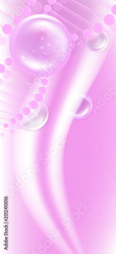 Hyaluronic acid and Niacinamide hair and skin solutions ad, pink collagen serum drop with cosmetic advertising background ready to use, illustration vector.	