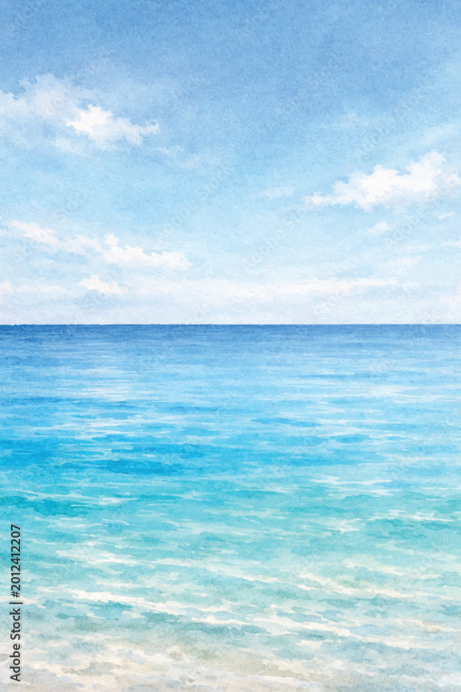 Obraz premium watercolor calm ocean soft sky background