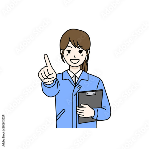 Female worker explaining with clipboard