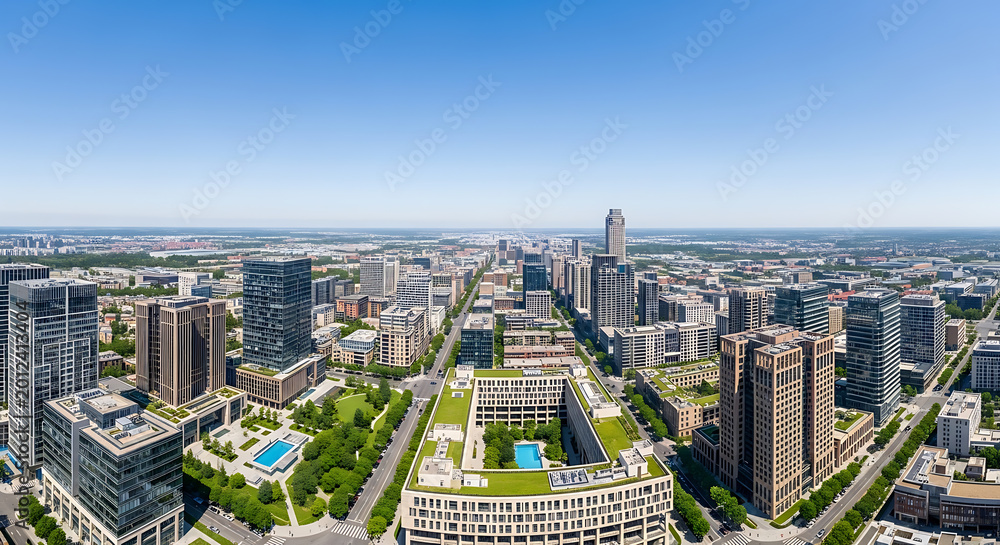 Fototapeta premium Landscape View Drone Panoramic Urban Panoramic drone urban landscape panoramic view
