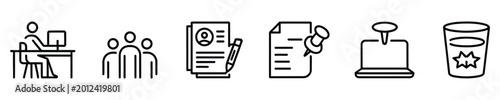 Fotografía Office workplace icon set, office, remote working, meeting, coworker, workspace,