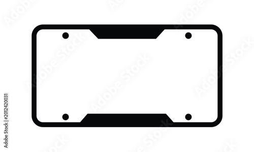 Bild auf Leinwand Blank car license plate holder with four mounting holes vehicle automotive empty rectangle black outline