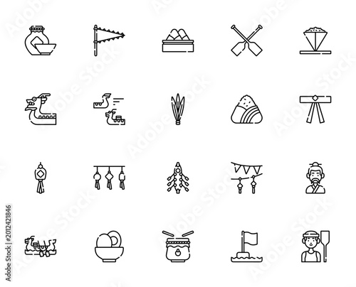 Quadro su tela Dragon Boat Festival icon set