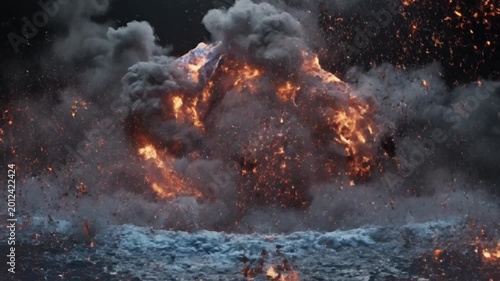 Water and Fire Collision Cinematic Elemental Explosion Background