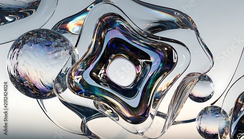 Chrome Metallic Geometric Fluid Abstract Background