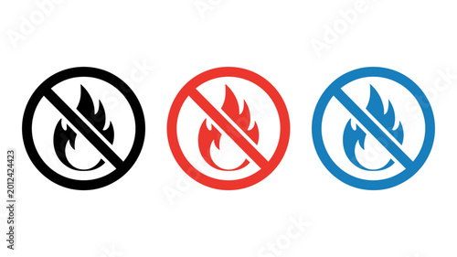 Free Download no fire symbol icons in black red and blue isolated on a white background high quality - GFXLoad
