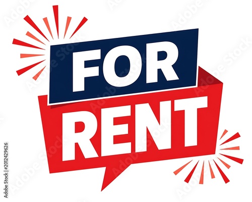 For Rent Sign Typography Banner Real Estate Illustration