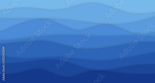 Tableau sur toile Serene paper-cut wave bands with soft shadows
