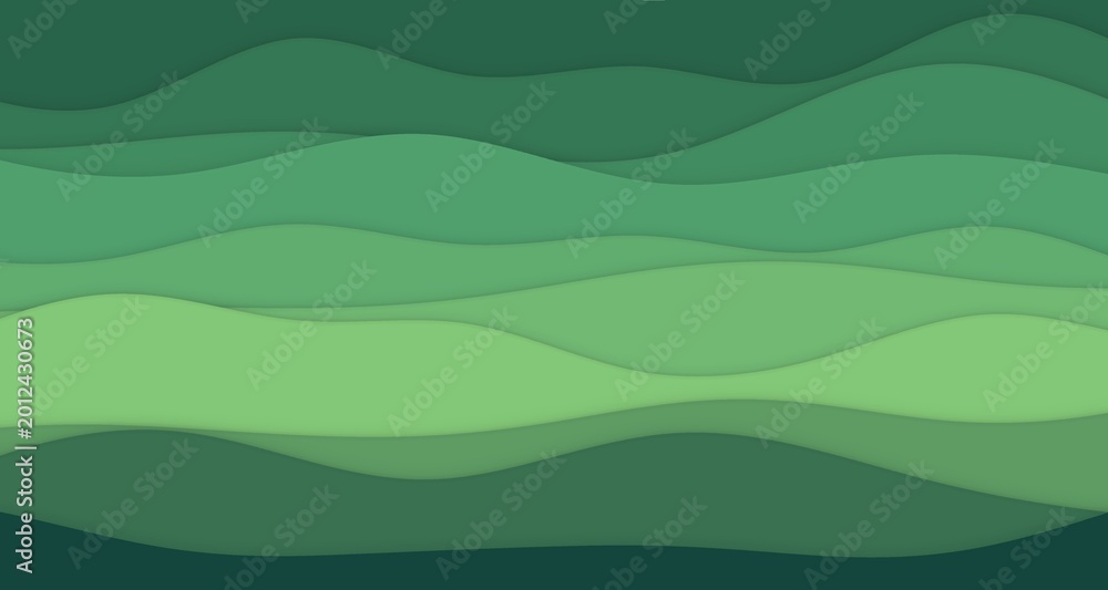 Obraz premium Layered paper-cut wave bands with soft drop shadows