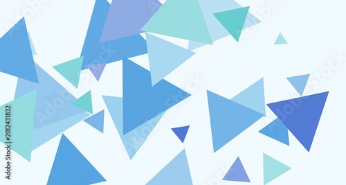 Quadro su tela Ocean blue triangles scattered on white background