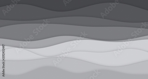 Layered paper-cut wave bands with soft drop shadows