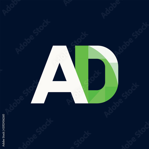 Elegant AD Green Geometric Modern Business Branding Logo