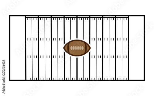 Obraz na plátně Minimalist American Football Field Diagram with Ball and Yardage Lines Illustrat