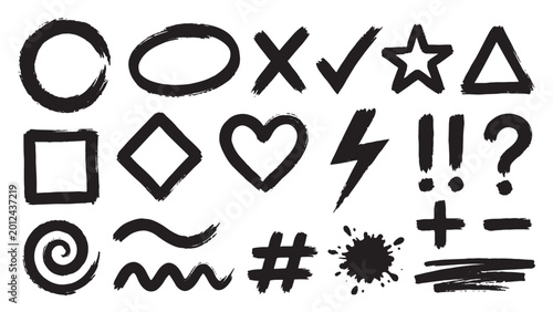 Foto Hand drawn dashed navigation arrows and dotted annotation marks for interface wi