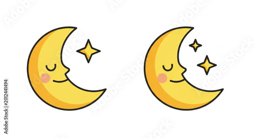 Photos Smiling crescent moons with stars.