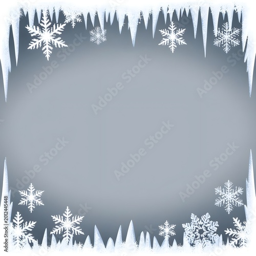 Winter Snowflake Border with Frosted Icicles for Elegant Holiday Invitations