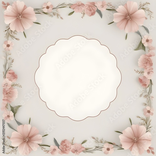 Elegant Scalloped Floral Border with Soft Curves for Bridal Shower Invitations