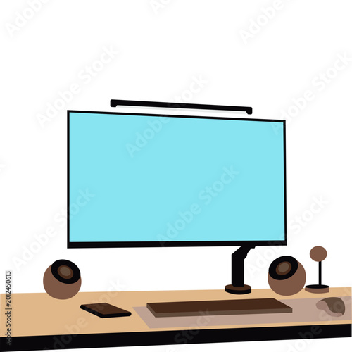 Illustration of an office desk with computer