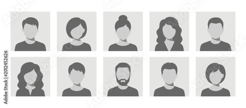 Canvastavla Set of ten monochrome avatar placeholders in a grid layout | Diverse people prof